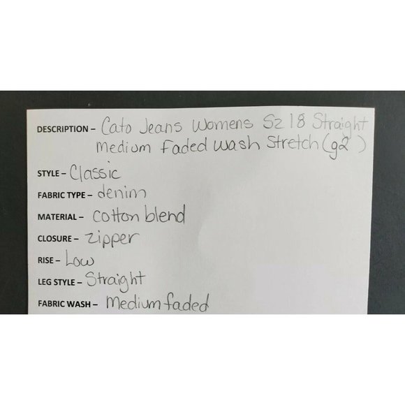 Cato Jeans Women's Size 18 Straight Medium Faded Wash Stretch - Picture 7 of 7